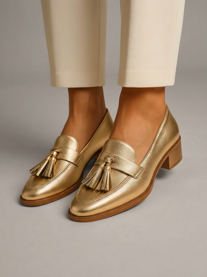 Celeste – Loafer Dorato con Calzata Comoda