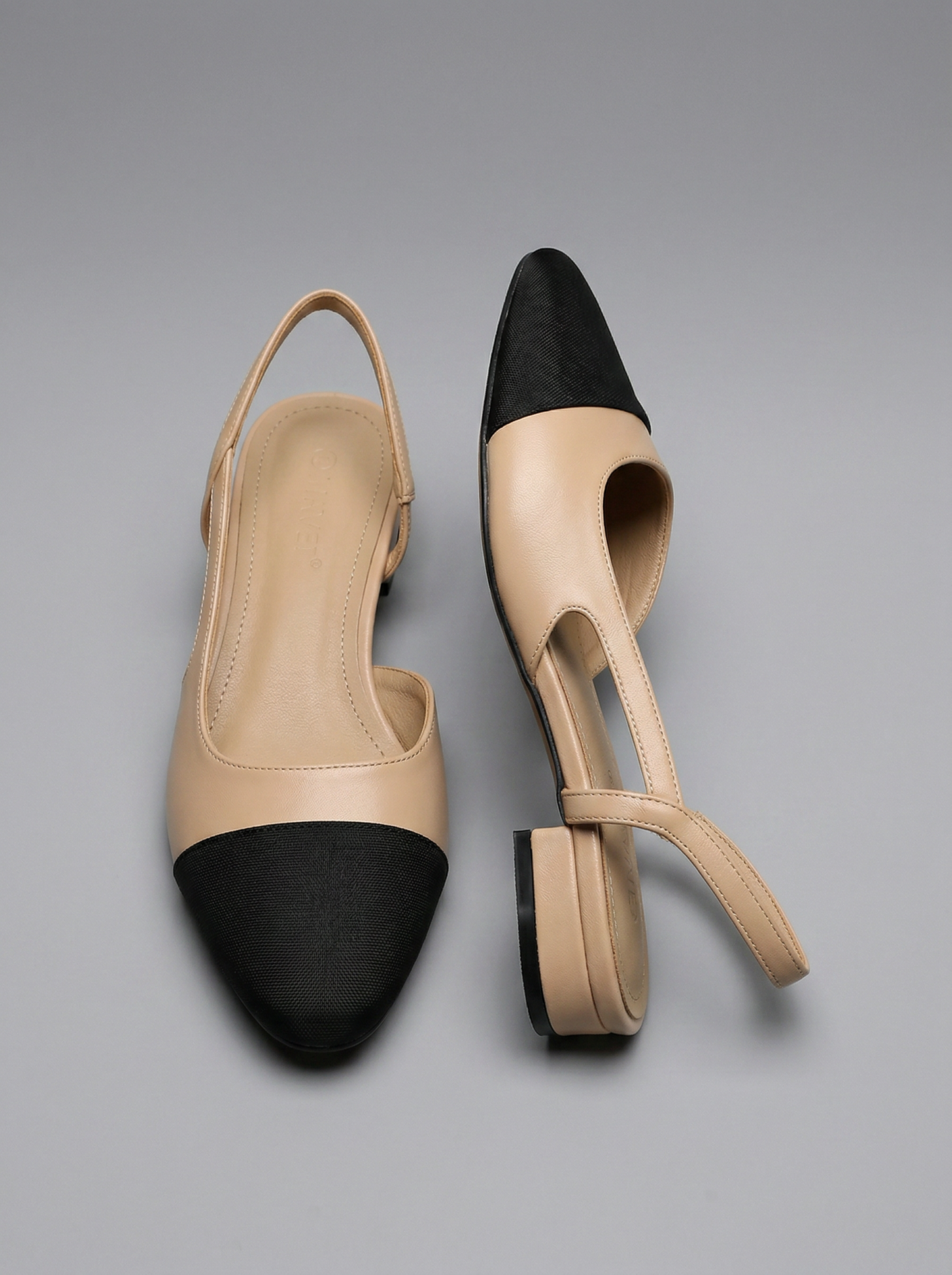 VitaFeet – Slingback Bicolore con Tacco Largo