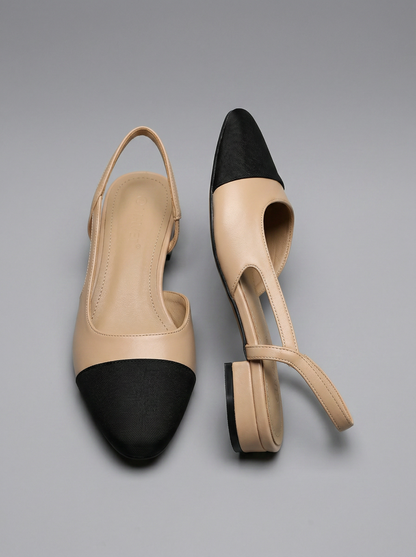 VitaFeet – Slingback Bicolore con Tacco Largo